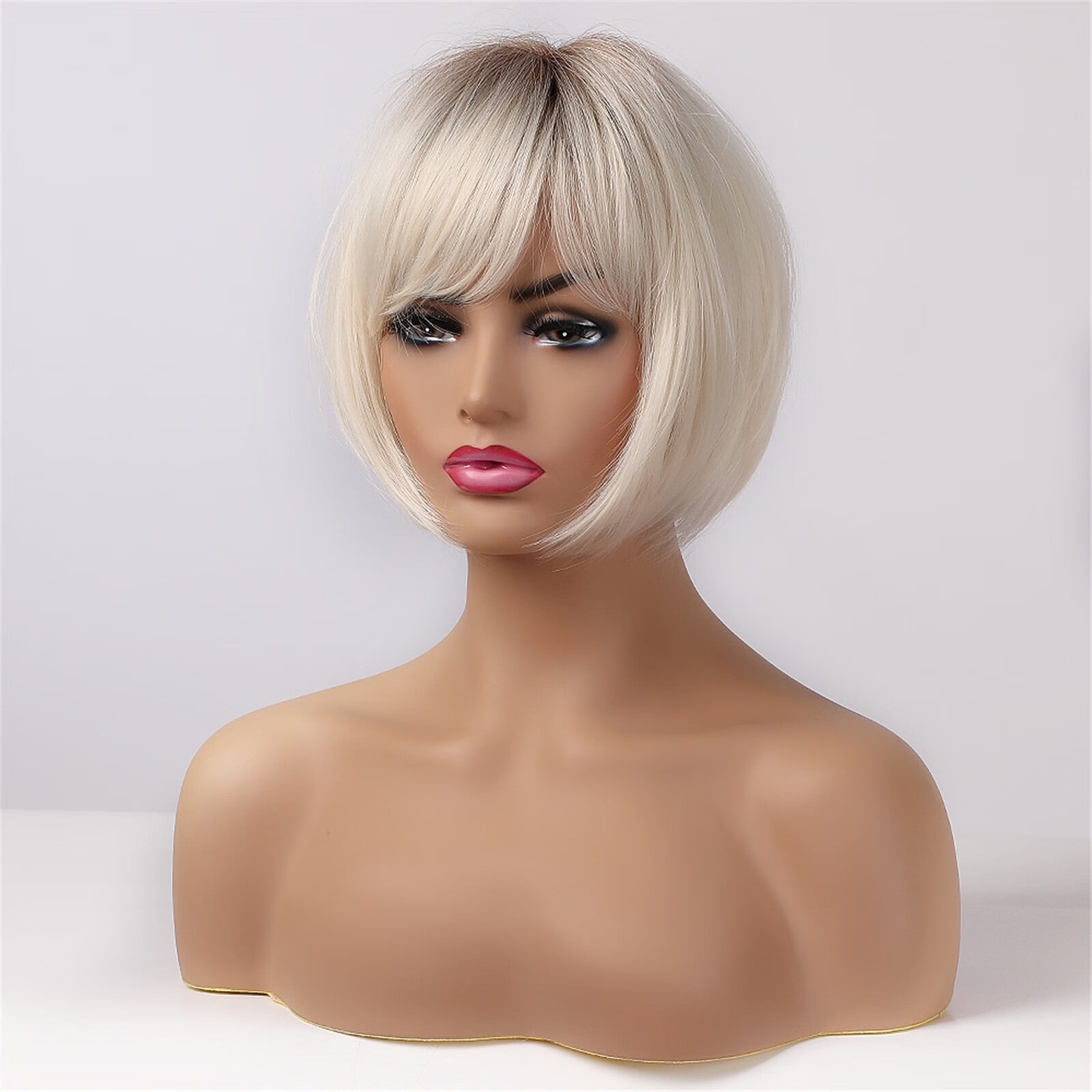 UTOURS Human Hair Wigs For Women Black Color Natural Lace Hair High Temperature Silk Rice White Bob Head Rose Net Wig