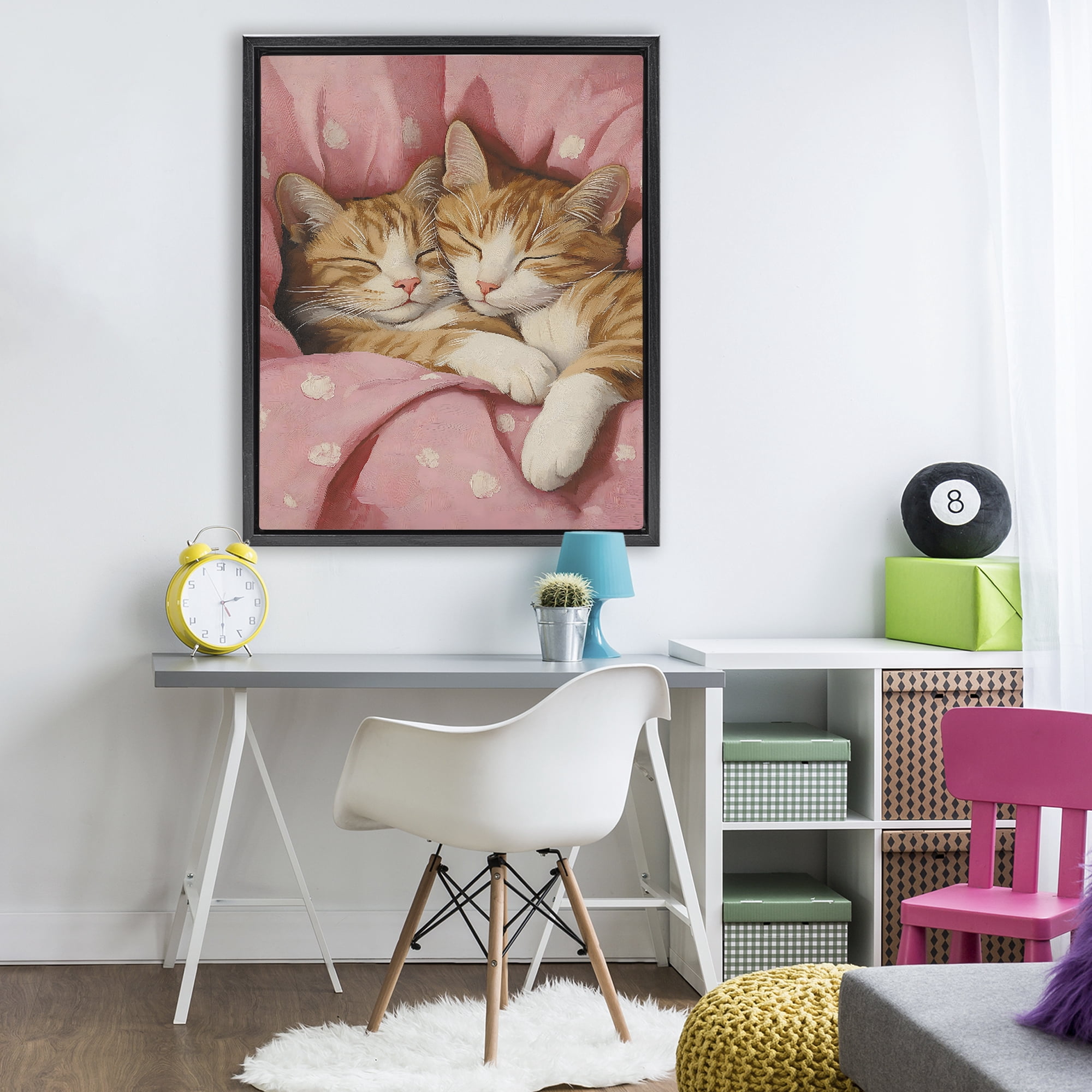 Stupell Industries Sleeping Orange Cats Embrace Black Framed Floater Canvas Wall Art, design by The Prints Vibe