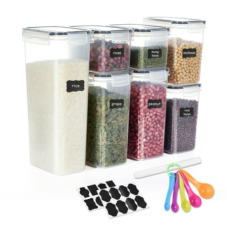 7PCS Food Storage Containers Set, with Labels Marker Lids Food Containers for Kitchen Pantry, BPA Free