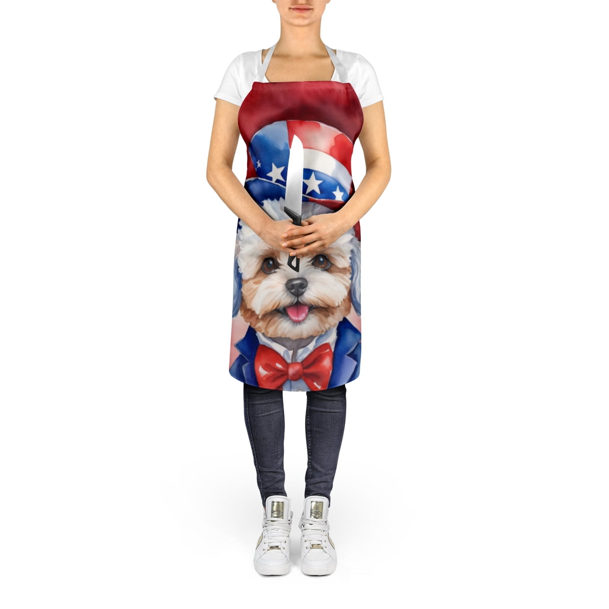 Carolines Treasures DAC5756APRON 30 x 27 in. Maltipoo Patriotic American Apron