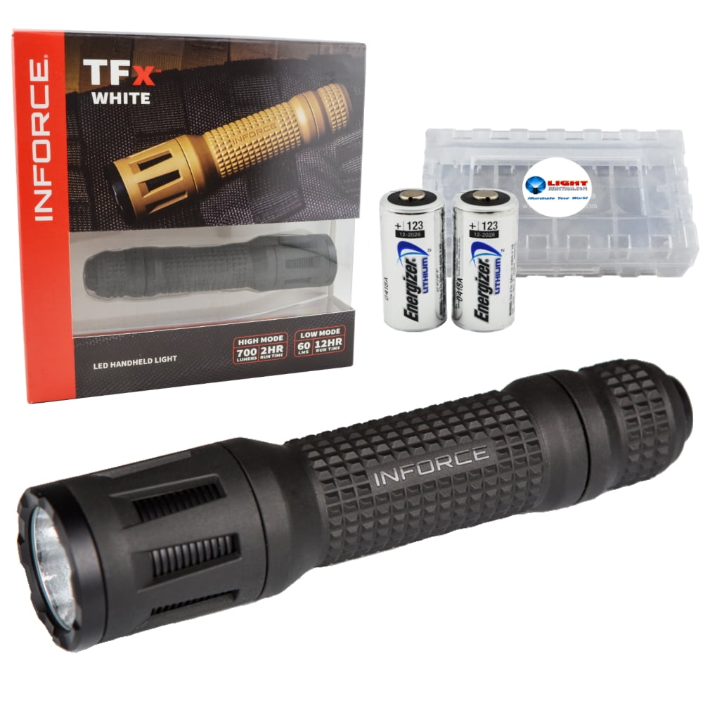 Inforce Tfx Tactical Flashlight 700 Lumen Led Black W 2 Cr123s Battery Box Walmart Com
