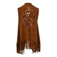 thumbnail image 3 of Cxenplz Women's Hollow Out Faux Suede Fringed Shawls and Wraps Vintage Stole Shrug Cape Scarf with Long Tassels, 3 of 6