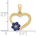 thumbnail image 3 of 10K Yellow Gold Diamond And Sapphire Heart W/ Flower Pendant (Width 15) (Length 19.6) - Jbsp, 3 of 5