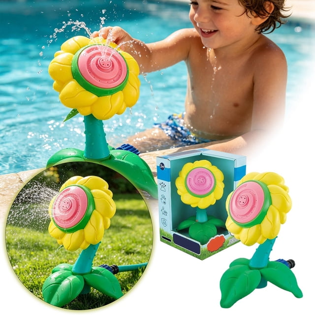 Sunflower Sprinkler for and Garden Watering Featuring Adjustable Spray Patterns with Metal Base