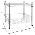 thumbnail image 2 of Estantería de alambre de metal apilable de 2 niveles, 38 cm de ancho x 35 cm de profundidad x 38 cm de alto, con cesta, cromada, 2 of 8