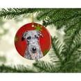 thumbnail image 2 of Scottish Deerhound Red Snowflakes Holiday Ceramic Ornament, 2 of 2