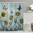 thumbnail image 2 of Blue Leaves Shower Curtain Set with Hooks Farmhouse Botanical Plants Shower Curtain for Bathroom Blue Leaves Branches Waterproof Fabric Decor 48x72inches, 2 of 6