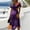 Dark Purple, variant on Womens Halloween Dress Spider V Neck Pumpkin Casual Wedding Guest Dresses Witch Hat Short Sleeve Vintage Wrap Dress L