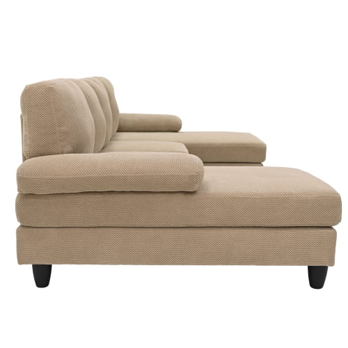 Howcool 104" Cloud Sectional Sofa with Extra Deep Seat,U Shaped Sectional Couches for Living Room,4 Seater Polyester Sofas & Couches,Modern Apartment Couch with Double Chaise Lounge,Camel