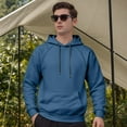 thumbnail image 2 of TOWED22 Men's Fleece Pullover Hoodie Loose Fit Soft Hooded Sweatshirt With Pockets(Light Blue,M), 2 of 9