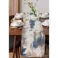 thumbnail image 4 of Ldtrchee Brown Blue Table Runner 72 Inches, Vintage Abstract Art Modern Bed Runner Dresser Scarves Tabletop for Indoor Outdoor Parties/Ceremony/Banquet, 16" x 72", 4 of 8