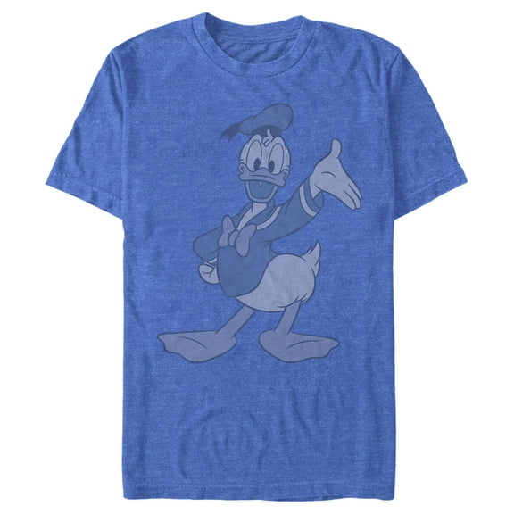 Men's Mickey & Friends Donald Duck Gray Grayscale Wave Graphic Tee Royal Blue Heather Large