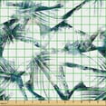 thumbnail image 2 of Ambesonne Abstract Fabric by the Yard Upholstery, Grungy Design of Leaf Art, 5 Yards, Dark Night Blue and White, 2 of 5