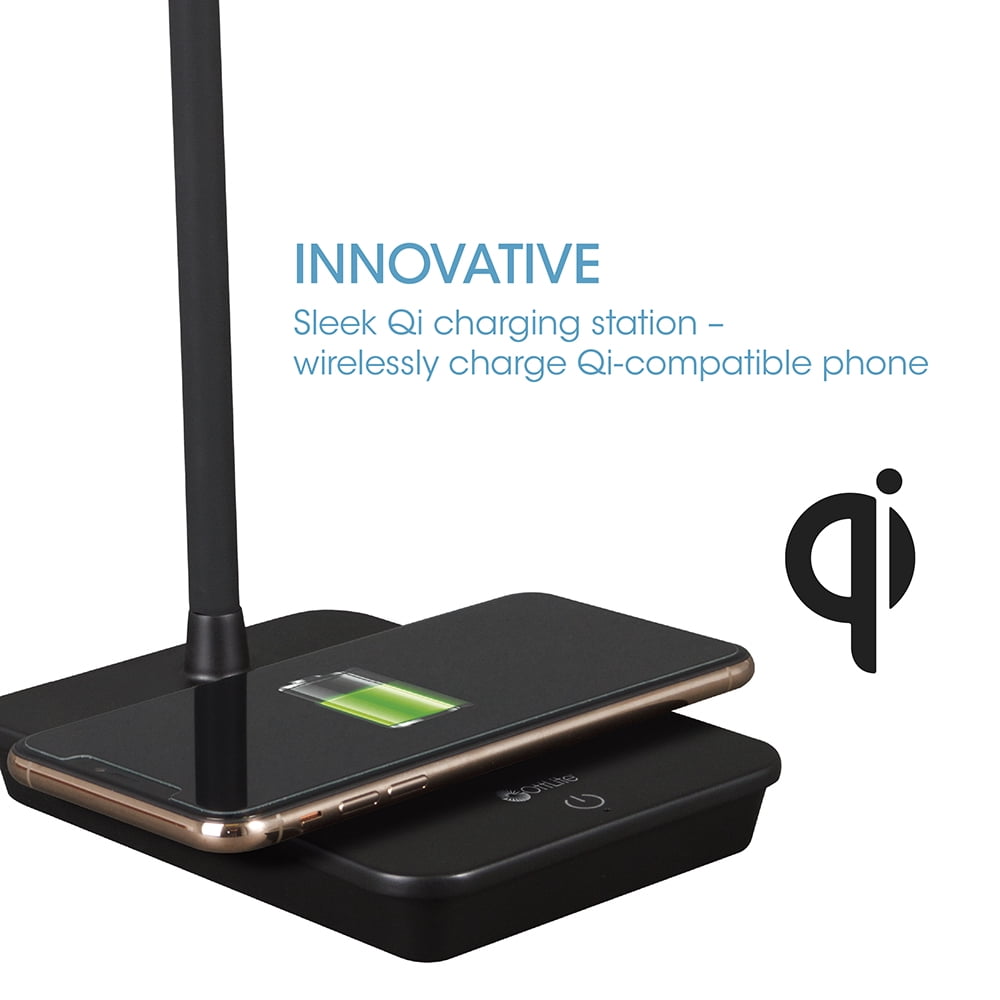 OttLite Wellness Series® Infuse LED Desk Lamp with Wireless and USB Charging, Black