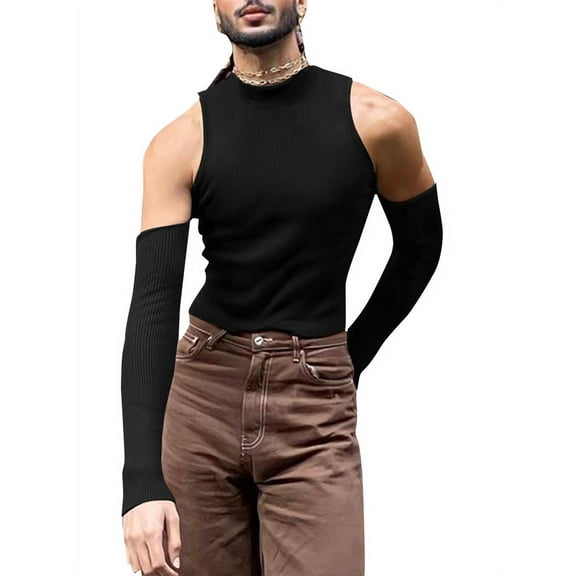 Men's Sexy Off Shoulder Cutout Long Sleeve T-Shirt Tops