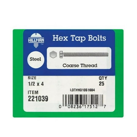 

221039 0.5 x 4 in. Hex Tap Bolt Box of 25