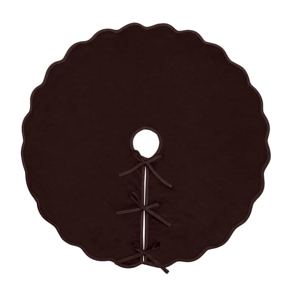 Scalloped Christmas Tree Skirt, Plush Velvet Holiday Floor Mat, 48 Inch Wavy Edge Tree Cover for Living Room Party Home