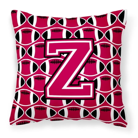 Letter Z Football Crimson and White Fabric Decorative Pillow