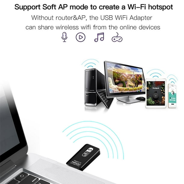 Récepteur WiFi USB Portable Double Bande 1200Mbps Sans Fil Carte