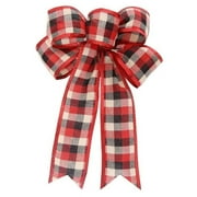 6 Pack Red Wreath Bows for Christmas Outdoor Decorations, Striped Ribbons for Crafts, Xmas Holiday Gifts Present Wrapping, 9.5x6.5 in