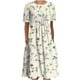 thumbnail image 1 of Vestidos estampados florales plegables de manga corta con cuello redondo informal de verano para mujer Fridja bnh2904, 1 of 9