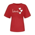 thumbnail image 2 of Valentines Day Outfit Women,Womens Fashionable Valentine'S Day Printed T-Shirt Round Neck Short Sleeve Soft Comfortable Casual Date Night Cute Top Red M, 2 of 5