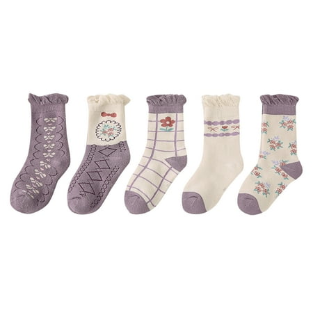 

ASFGIMUJ 6 Pairs Baby Socks Warm Children Baby Stockings Thickened In Autumn And Winter Warm Comfortable And Cute Flower Pattern