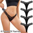 thumbnail image 3 of Gibobby Bragas Regalo de Navidad 4 piezas Paquete de Tanga para dama Calzoncillos Bragas de encaje sexy Ropa interior Bragas Bikini Sólido Calzoncillos para mujer(Negro,G), 3 of 5