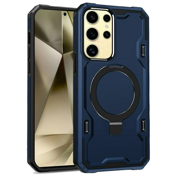 Designed for Samsung Galaxy S24  /S24 Plus Foldable Magnetic Ring with Invisible Stand [Compatible with MagSafe] Heavy Duty Protective Phone Case Cover [Blue]