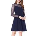 thumbnail image 5 of MODA NOVA Junior's Mesh See Through Heart Polka Sheer Skater Dress Navy Blue XL, 5 of 5