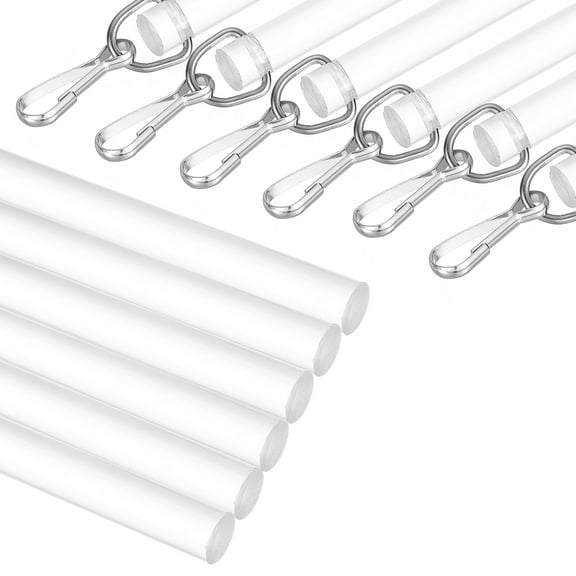 6 Pack 17" Acrylic Drapery Wand, Invisible Curtain Pull Rod with Hook, Universal Tilt Wand Replacement Part for High Hanging Curtain Opening-Closing, Clear