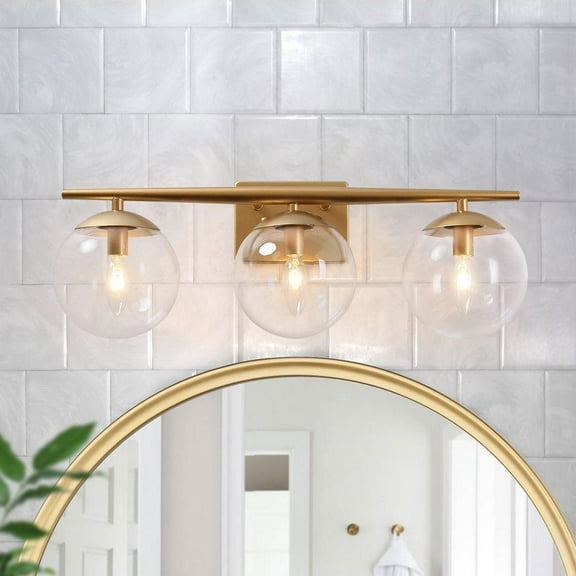 Uolfin Modern Gold Vanity Light Volta Bath Bar Vanity Light w/Glass Shades