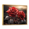 thumbnail image 2 of Designart "Red Black Roses landscape With Sunset" Floral Floater Framed Canvas Art Print, 2 of 7