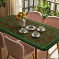 thumbnail image 3 of Vintage Red Roses Table Cloths for 4 Foot Rectangle Tables, Green Abstract Art Floral Ethnic Patio Waterproof Elastic Fitted Tablecloths, Washable Rectangular Table Cover for Camping, 3 of 8
