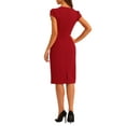 thumbnail image 3 of INSPIRE CHIC Vintage Sheath Dress for Women's V Neck Cap Sleeves Split Pencil Dresses XS Red, 3 of 6
