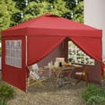 thumbnail image 5 of Ainfox 10 x 10 ft Pop up Canopy Tent with Sidewalls,Instant Outdoor Canopies,Shade Tents with Carrying Bag,Red, 5 of 8