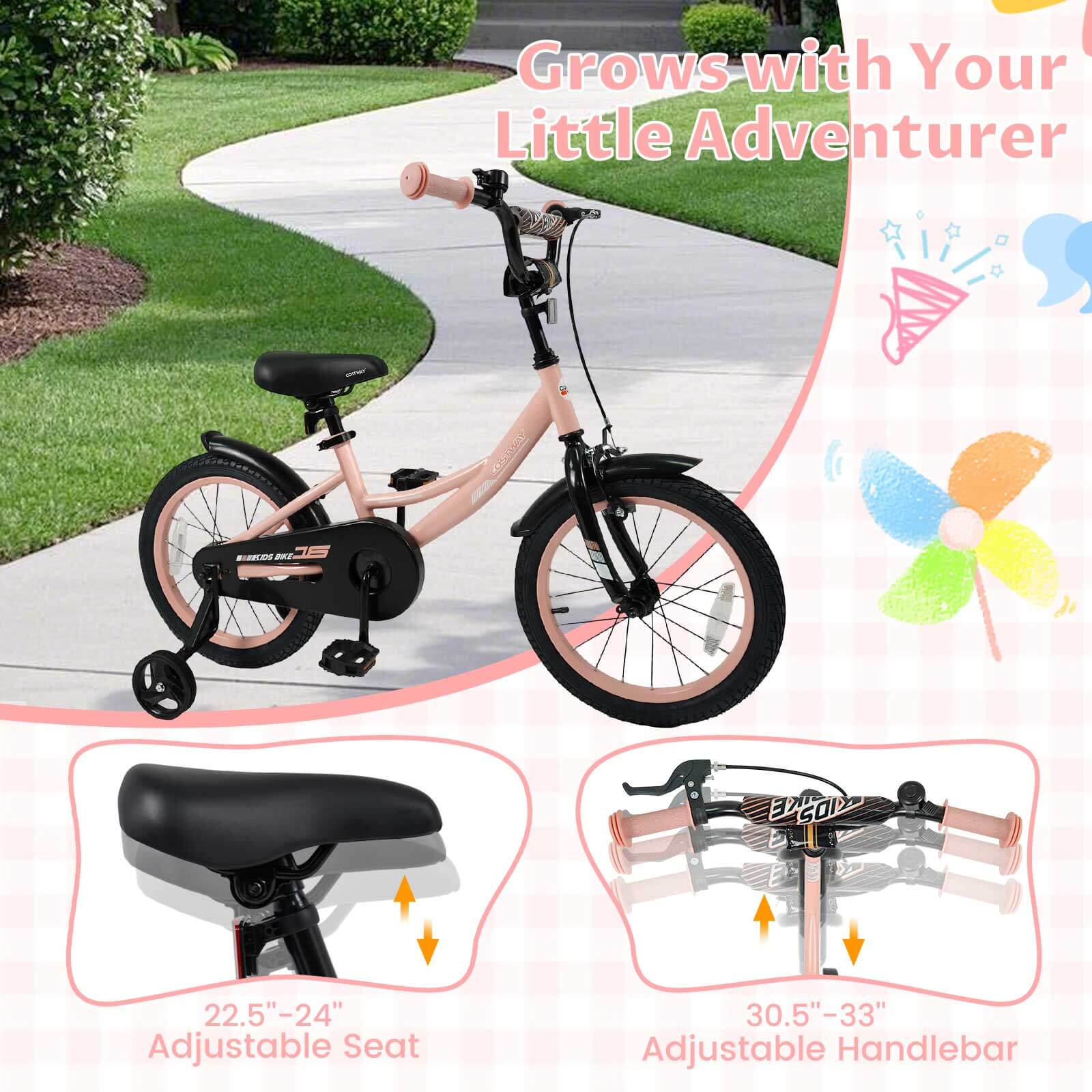 Costway 16-Inch Kids Bike with Training Wheels and Dual Brakes photo 8