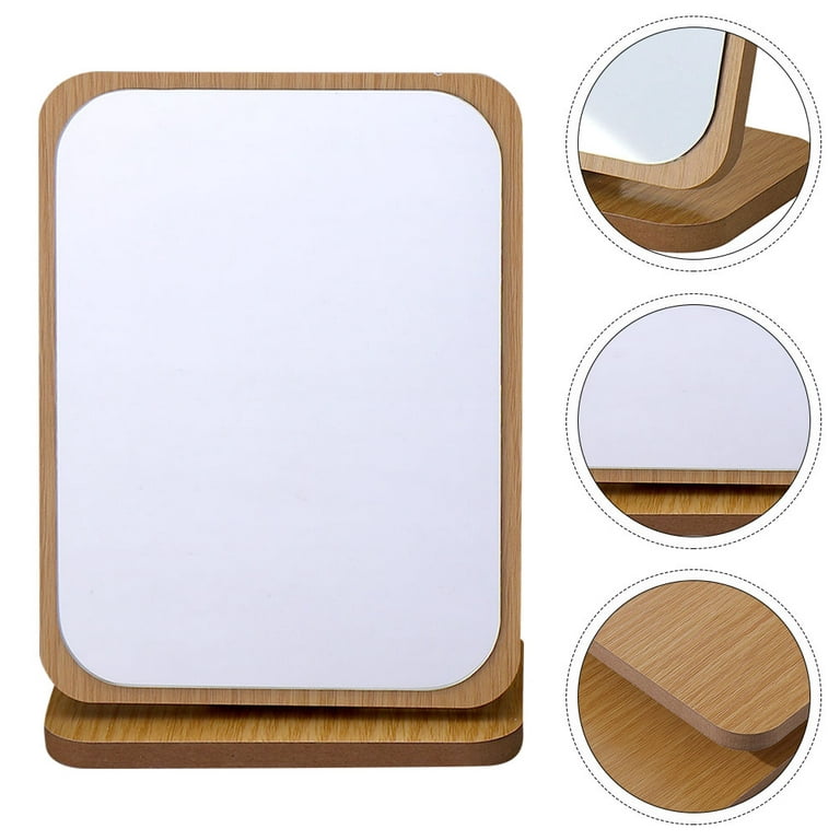 Home Cosmetic Mirror Desktop Wooden Small Apartment Single
