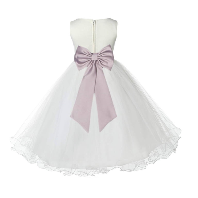 Ekidsbridal Satin Ivory Biscotti Tulle Rattail Flower Girl Dress for Baptism Wedding Mini Bridal Gown 829t 6, Girl's, Beige