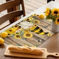 thumbnail image 3 of Placemats Set of 4, Gnome Honey Bee Place Mats Sunflower Wood Grain Tablemats Washable Placemat Table Decoration for Kitchen Table Dinner Party Home Decor Indoor Outdoor 13x19 Inch, 3 of 9