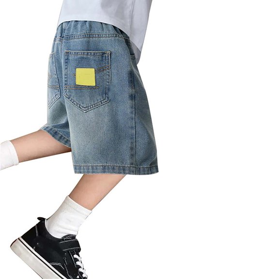 Whouriu Boys Loose Fit Bermuda Shorts Lightweight Pull-On Baggy Denim Shorts, Sizes 4-14