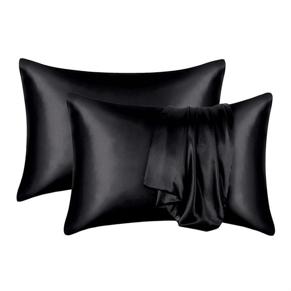 Black Satin Pillowcase Silk Pillow Cases Set of 2 Satun Gray Pillow Cases Black Silk Pillowcase Set of 2 20x26 Satin Pillowcase for Hair And Skin