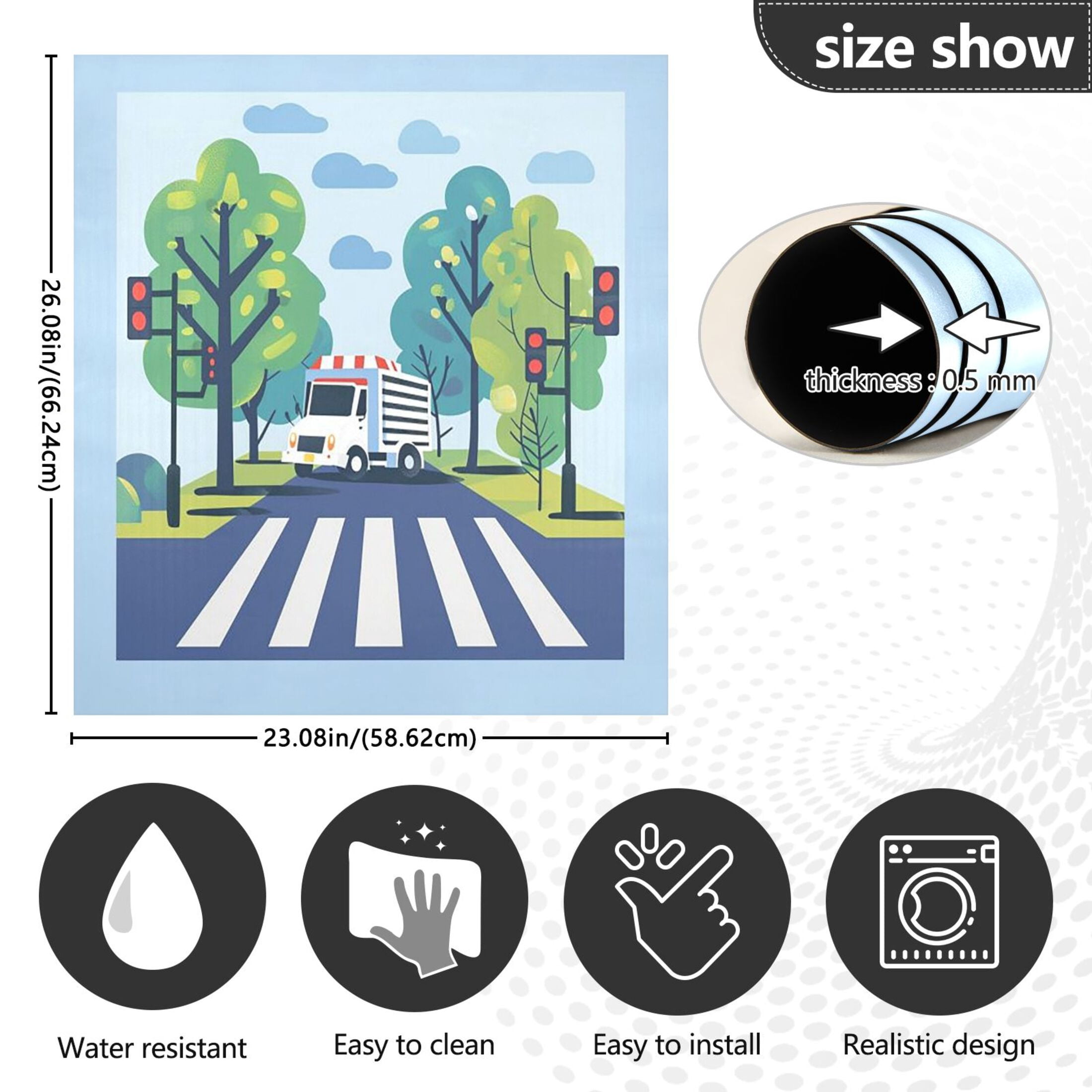 Dishwasher Magnetic Sticker 23x26 Inch Refrigerator Magnetic Sticker Washing Machine Magnetic Sticker Kitchen Panel Magnetic Sticker Home Decor White Zebra Crossing and White Cars