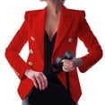 thumbnail image 3 of QATAINLAV Womens Double Breasted Blazer Fall Winter Long Sleeve Suit Jackets Solid Casual Lapel Business Office Blazers Red M, 3 of 7