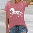 thumbnail image 2 of Trendfront Womens Horse T Shirt Running Horse Wildflower Print Short Sleeve Crew Neck Equestrian Casual Graphic Tees, 2 of 4