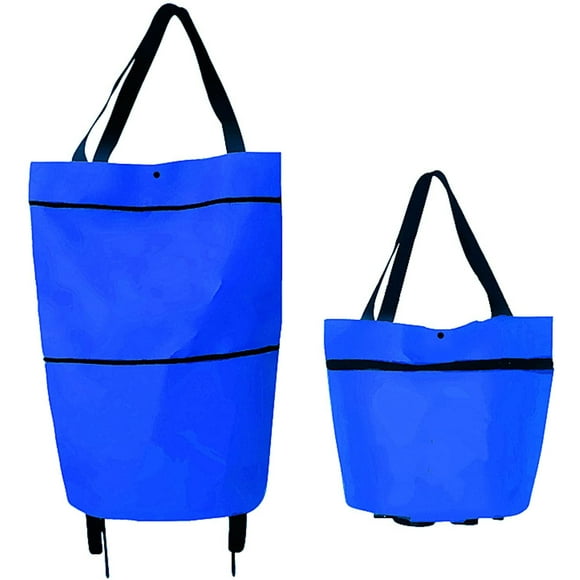 2 In 1 Foldable Shopping Cart, Grocery Cart with Wheels, Collapsible Shopping Cart TwoFFIY Stage Zipper Folding Shopping Bag With Wheels Foldable Shopping Cart