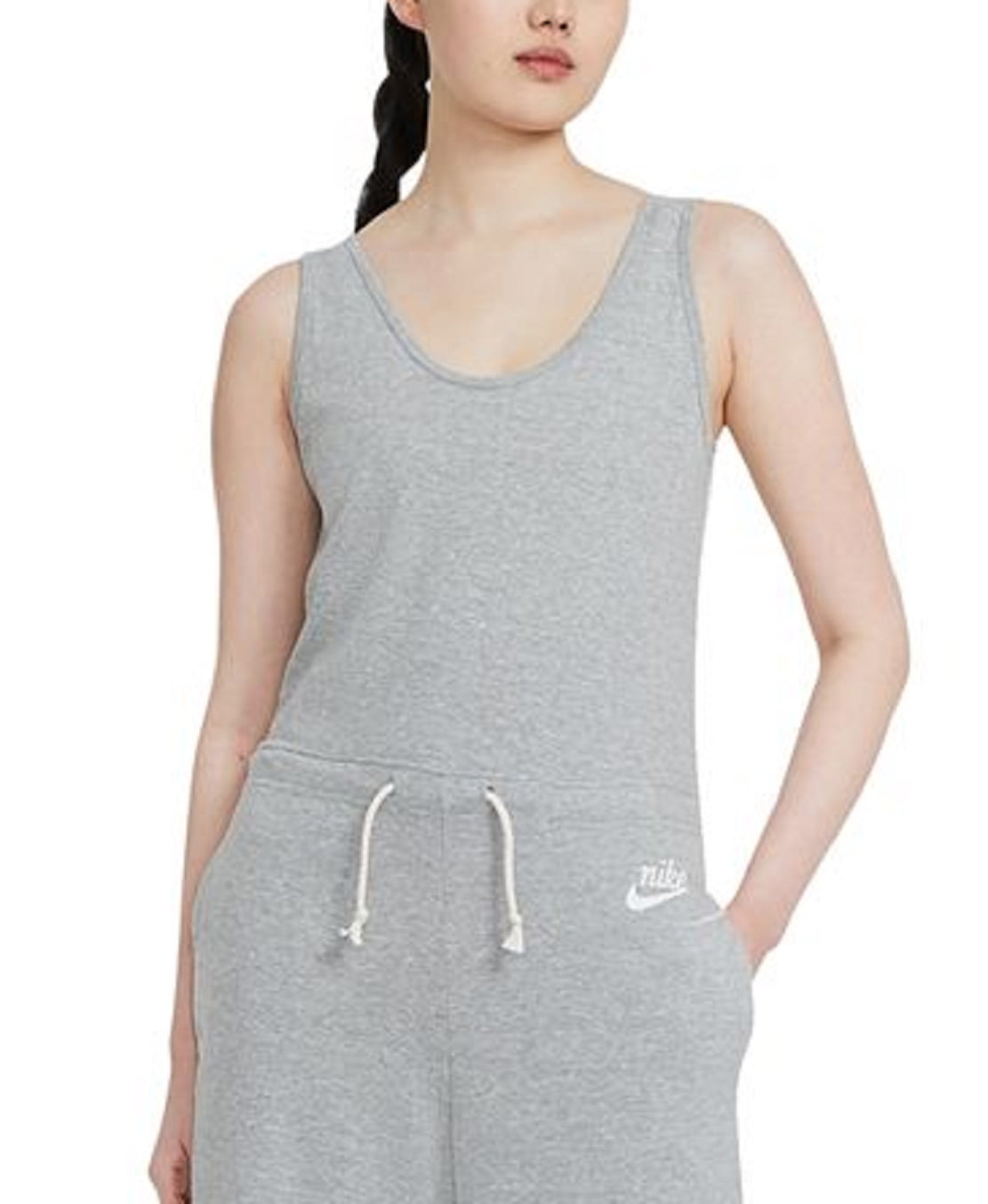 Nike Women's Drawstring Waist Sleeveless Jumpsuit Gray Size Large