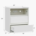thumbnail image 2 of Nightstand with Charging Station, 24″ White Modern Bedside Table with 2 Drawers, USB/Type-C Ports, AC Outlet & Shelf, 2 of 9