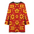 thumbnail image 3 of Geometric Red Yellow Design Loose Dress Evening Dress Summer Dresses for Women Luxury Dress Long Sleeved Dress, 3 of 4