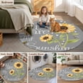 thumbnail image 6 of Round Area Rug 5ft,Letters You Are My Sunshine Washable Carpet Non-Slip Runner Accent Rugs Indoor Floor Mat for Bedroom Living Room Decor,Pastoral Sunflowers on Gray, 6 of 9